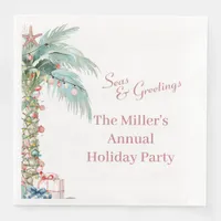 Coastal Christmas Palm Tree  Paper Dinner Napkins