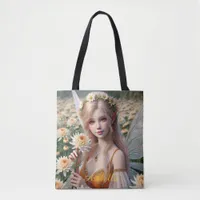 Beautiful November Fairy in Chrysanthemums Tote Bag