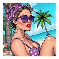 Pretty Lady in Bikini Retro Breach Acrylic Print