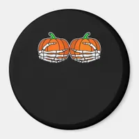 Skeleton Hand On Chest Pumpkin Halloween Women Magnet
