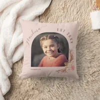 Grandmother photo pampas grass rose gold pink throw pillow