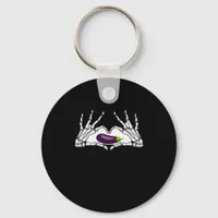 Eggplant Classic - Skeleton Hands Heart Keychain