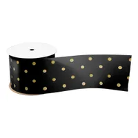 Black And Gold Elegant Polka Dots Pattern Satin Ribbon
