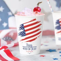 Grunge American Flag Happy 4th July ID1104 Paper Cups
