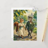 Adorable Squirrel Couple in the Park Postcard