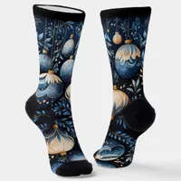 Magical Blue and Gold Winter Ornaments  Socks