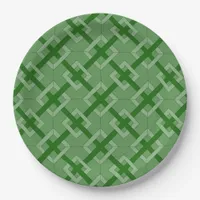 Paper Plate - Interwoven Diamonds in Green