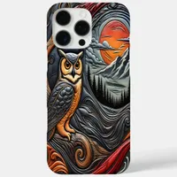 Owl Perched on the Tree Under a Red Moonlight iPhone 16 Pro Max Case