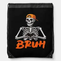 Bruh Skeleton Hand Heart Halloween Costumes Men Cl Drawstring Bag