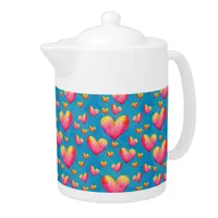 Multicolored Watercolor Hearts Teapot