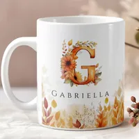 Fall Foliage Monogram Letter G  Coffee Mug