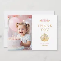 Elegant Pink and Gold Princess Photo Thank You 
