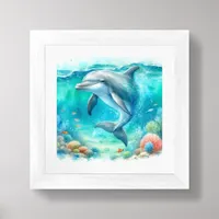 Coastal Beach Under the Sea Dolphin Ocean  Framed Art