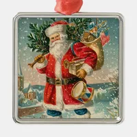 Vintage Santa Metal Ornament