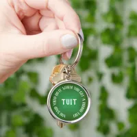 Playful Green Gradient "A Round Tuit" Keychain