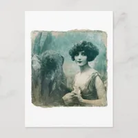 Gorgeous Vintage Lady and a Sea Monster Postcard