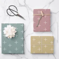 Pastel Pink, Sage Green, Sunny Yellow Plus Sign Wrapping Paper Sheets