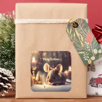 Cute mouse celebrates Christmas  - custom Square Sticker