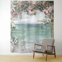 Floral Arch to the Sea Wedding Prop Tapestry