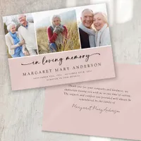 In Loving Memory | Pink Photos Funeral Sympathy  Thank You Card