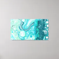 Blue, Turquoise Sea Waves and Bubbles  Canvas Print