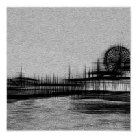 White Noise Santa Monica Pier Poster