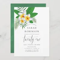 Watercolor Exotic Aloha Luau 21st Birthday Party Invitation
