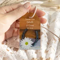 White Daisy Horseshoe Western Wedding Favor Tags