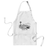 Seattle Ferry Washington State Line Art Adult Apron