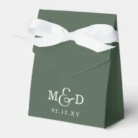 Green Classic Modern Monogram Wedding Favor Boxes