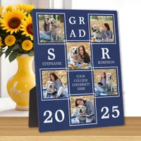 Personalized Photo Collage Navy Blue Graduation  Plaque