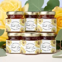 Yellow Sunflowers Watercolor Wedding Honey Jar Favors