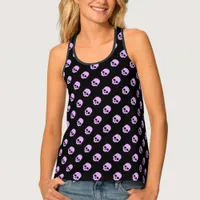 Cute Goth Pink Skulls Tank Top