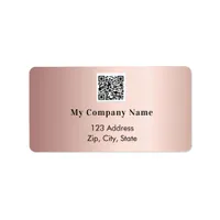 Rose gold business qr code return address label