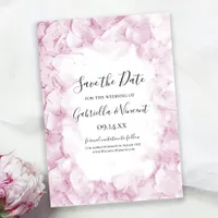Pale Pink Hydrangea Flowers Watercolor Wedding Save The Date