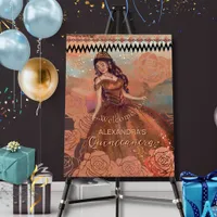 Elegant Vintage Copper Rose Quinceañera Welcome  Foam Board