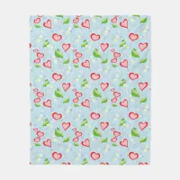 Fun Colorful Hearts and Flowers Fleece Blanket