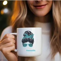 Messy Bun, Shades, and Scarf Mom Life Coffee Mug