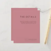 Budget Simple Text Dusty Rose Guest Details encl