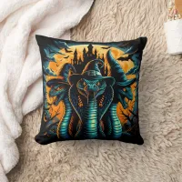 Three-headed snakes in a spooky Halloween night Throw Pillow