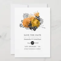 Vintage Black and Orange Halloween Floral Wedding Save The Date