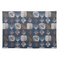 Bold Caribbean Tribal Mudcloth: Navy Blue, Boho Cloth Placemat