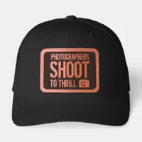 Funny Photographers Shoot to Thrill Camera Leather Patch Hat