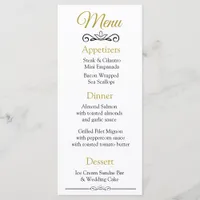 Black and Gold Elegant Wedding Menu Card