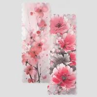 Whimsical Pink Flowers Illustration Two-sided Bookmarks