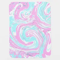 Personalized Pink and Teal Marble Swirl Fluid Art  Baby Blanket