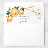 Elegant Gold Glitter Geometric Orange Floral Wed Envelope Liner