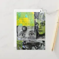 Lady and the Doctors Mixed Media Collage Postcard