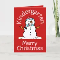 Snowman Kindergarten Christmas Activity Red Holiday Card