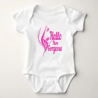 Hello There Gorgeous Lovely Lady Face Typography Baby Bodysuit